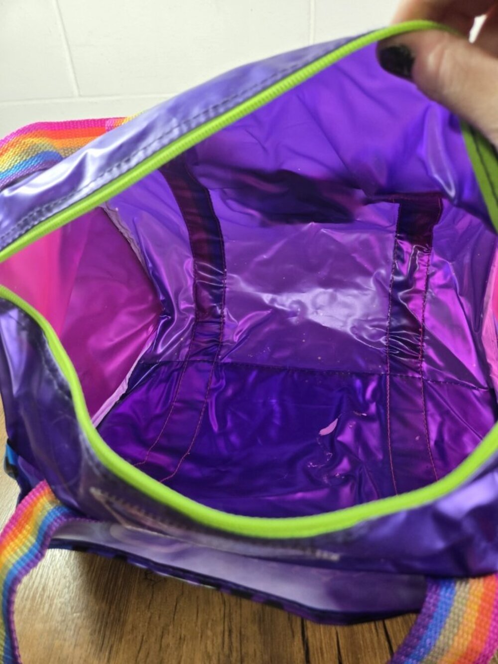 vtg 90s Lisa Frank Rainbow Straps Hunter Cheetah Purple Duffle Bag RARE - Picture 12 of 14